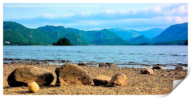  Derwentwater in Sunset Light Print by Gisela Scheffbuch