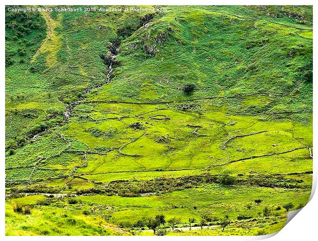  Welsh Scenery Print by Gisela Scheffbuch