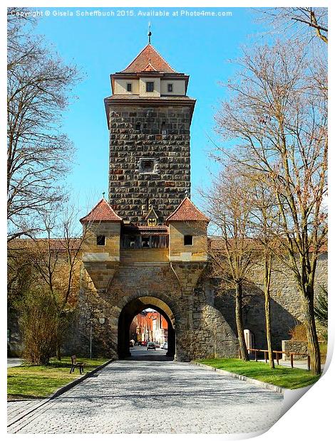  Town Gate "Galgentor" in Rothenburg ob der Tauber Print by Gisela Scheffbuch