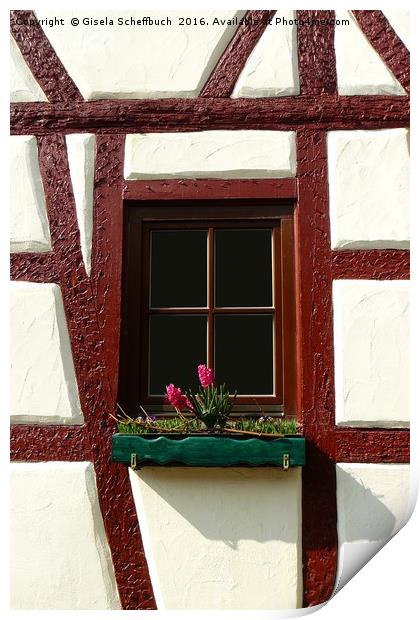 Window in a half-timber house Print by Gisela Scheffbuch