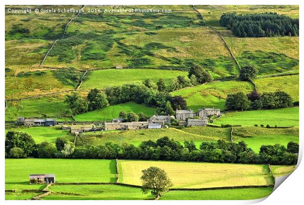 Hamlet Satron in Swaledale, Yorkshire Dales Print by Gisela Scheffbuch