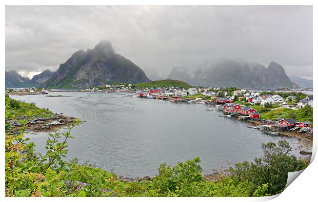 Reine on a Cold and Wet Summer Afternoon Print by Gisela Scheffbuch