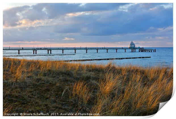 An Evening at the Baltic Sea in Spring Print by Gisela Scheffbuch
