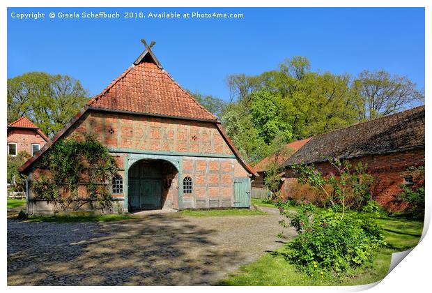 Traditional Farm House in Lower Saxony Print by Gisela Scheffbuch