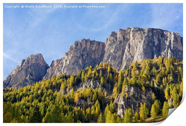 Dolomites Rocks in the Evening Sun Print by Gisela Scheffbuch