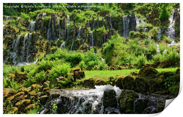 Steinhoefer Waterfall in the Mountain Park Wilhelm Print by Gisela Scheffbuch