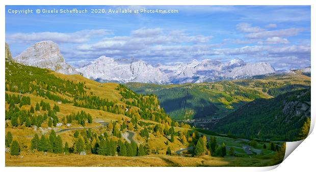 View from the Passo Gardena Print by Gisela Scheffbuch