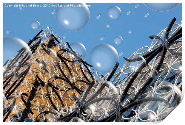 Birmingham Library with Bubbles Print by Rachel J Bowler
