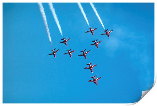 Red arrows airshow formation Print by Matthias Hauser