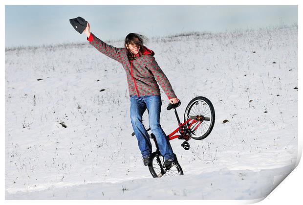 BMX Flatland in the snow Print by Matthias Hauser