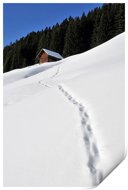 Foot prints in the snow Print by Matthias Hauser