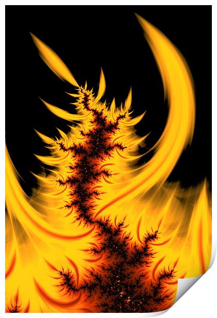 Hot orange fractal flames Print by Matthias Hauser