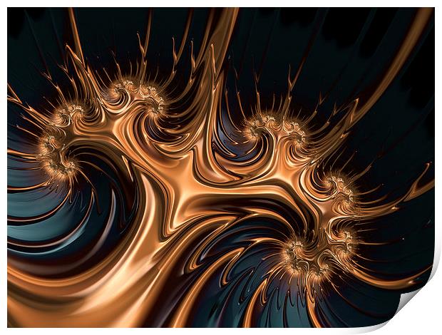 Golden abstract fractal art Print by Matthias Hauser
