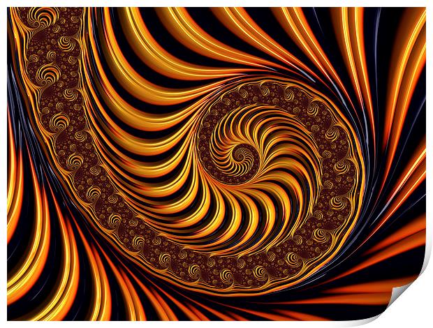 Golden fractal spiral Print by Matthias Hauser