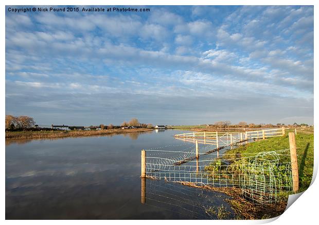 The River Parrett in Flood Print by Nick Pound