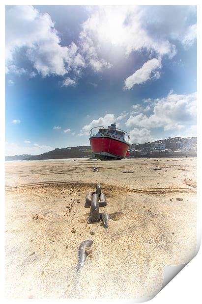 Boat at low tide Print by sean clifford