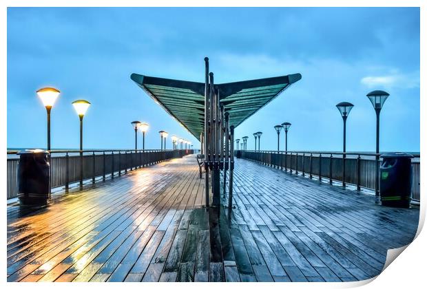 Boscombe pier rainy morning  Print by Shaun Jacobs