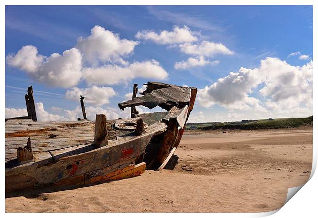  Wrecked ship in the sand  Print by Shaun Jacobs