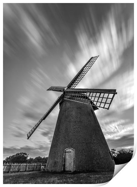 Windmill with rushing clouds  Print by Shaun Jacobs