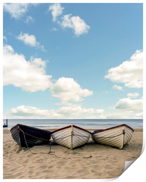 Fishing boats on a beach  Print by Shaun Jacobs