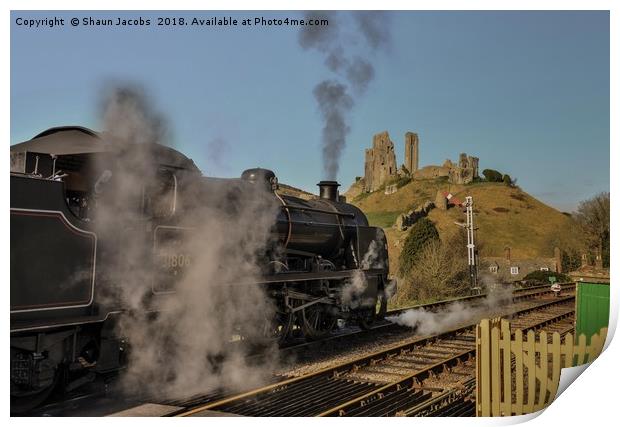 Corfe station steam train  Print by Shaun Jacobs