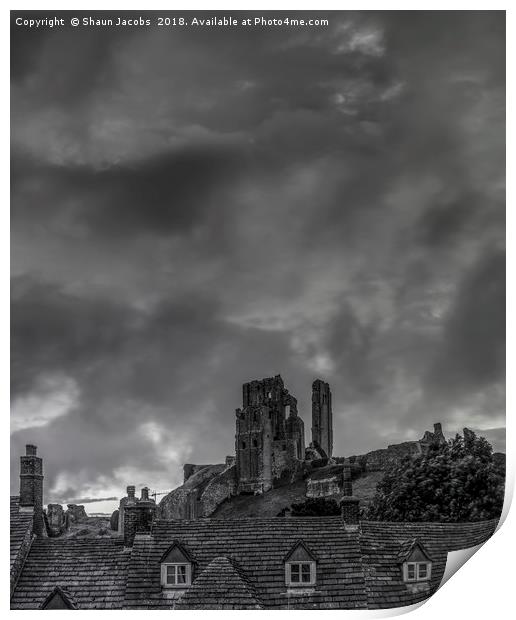 Stormy sky’s over Corfe Castle  Print by Shaun Jacobs