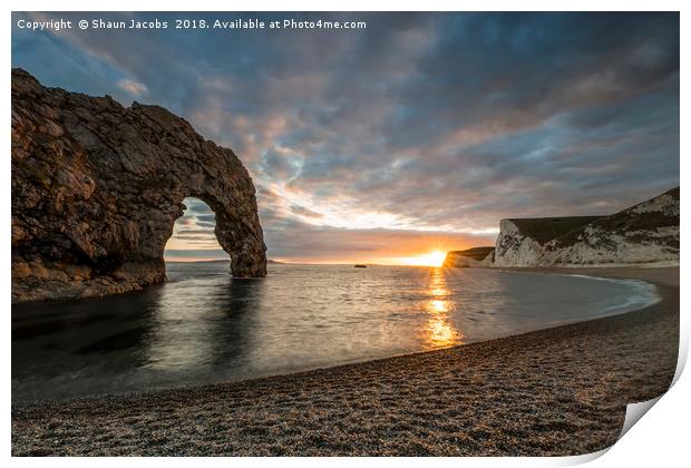 Durdle Door sunset  Print by Shaun Jacobs