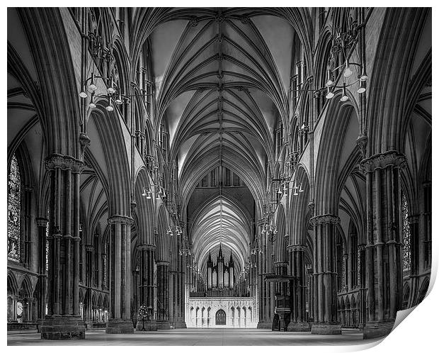 Lincoln Cathedral Nave Print by Ian Barber