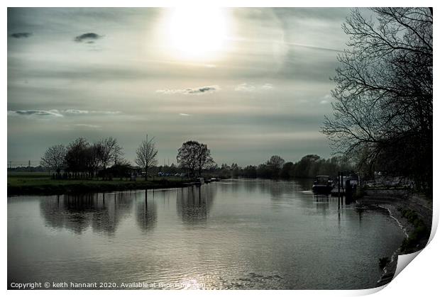Evening at Trent lock Print by keith hannant
