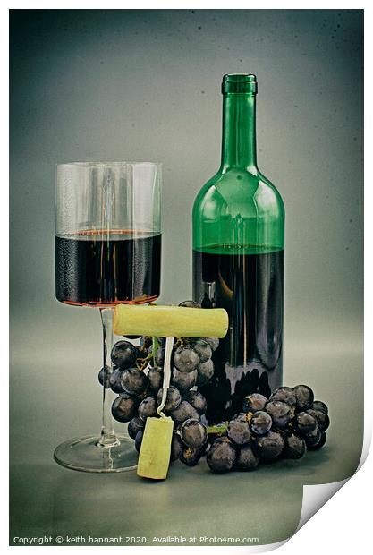 Wine grapes glass  Print by keith hannant