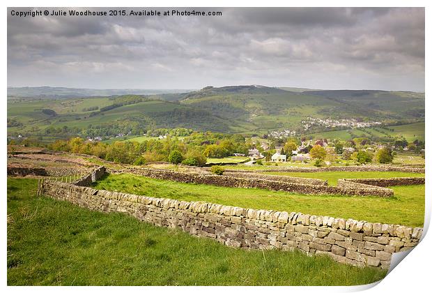 view from Curbar Edge over Curbar and Calver Print by Julie Woodhouse