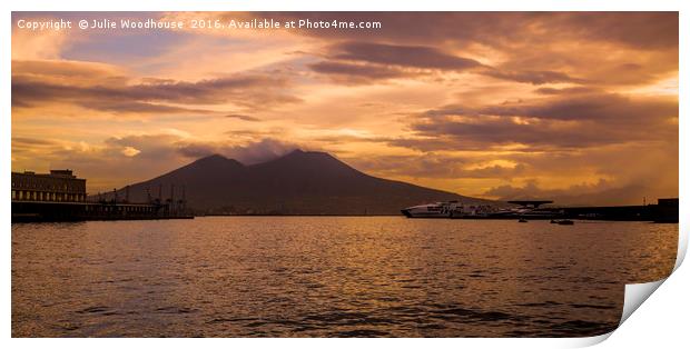 Sunset over the Bay of Naples and Vesuvius Print by Julie Woodhouse