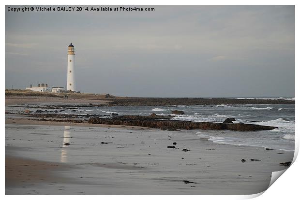 Barns Ness Lighthouse Print by Michelle BAILEY