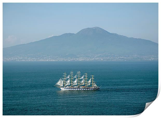  Sailing By Vesuvius Print by Michelle BAILEY