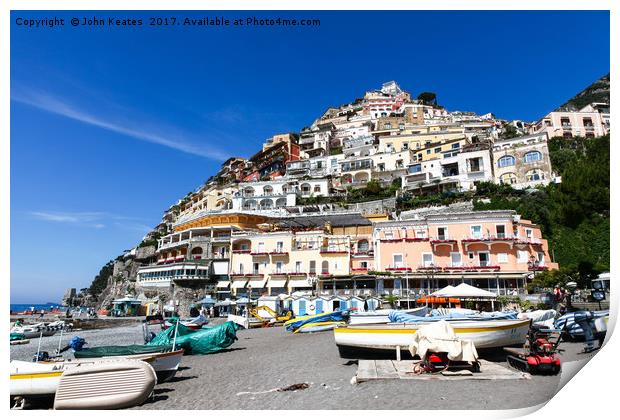View from the Beach of houses clinging to the hill Print by John Keates