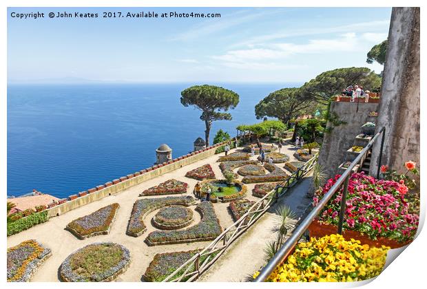 A view of the Amalfi Coast from the formal gardens Print by John Keates