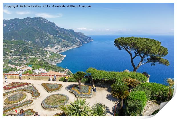 A view of the Amalfi Coast from the formal gardens Print by John Keates