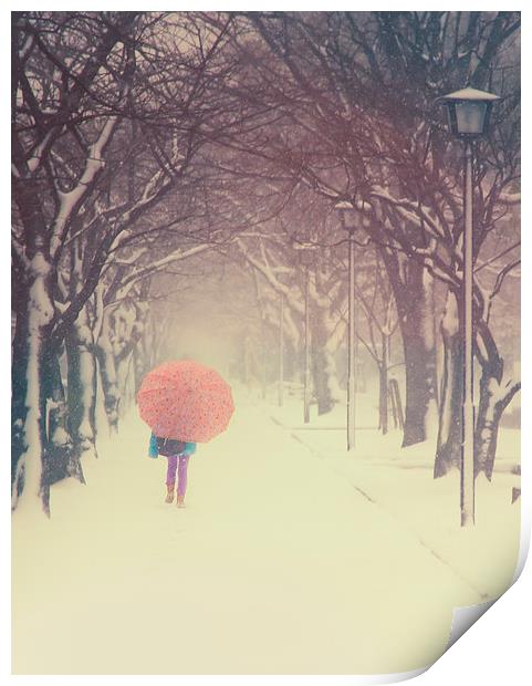 The pink umbrella Print by Chris Gilloch