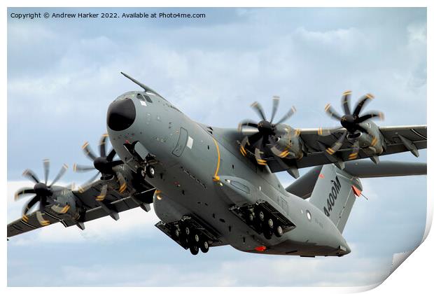 Airbus Military A400M demonstrator EC-402 aircraft Print by Andrew Harker