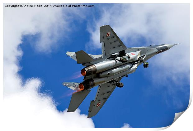 Mikoyan Gurevich MiG-29A Fulcrum Print by Andrew Harker