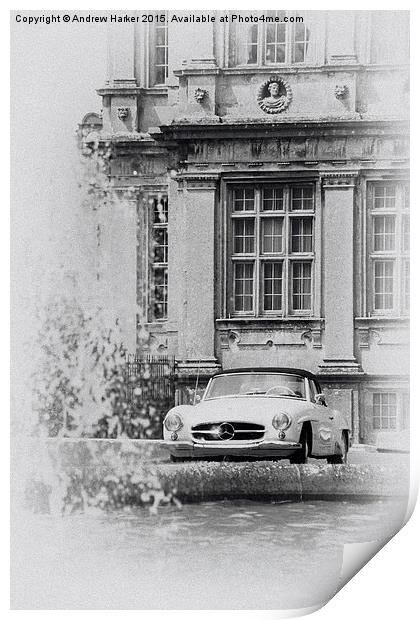A classic Mercedes car at Longleat House Print by Andrew Harker