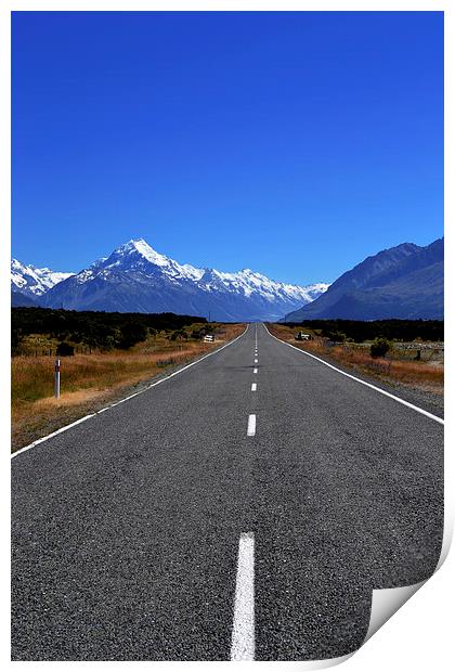 Raod Trip to Mount Cook Print by Jon Moss