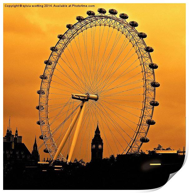  The London Eye and Big Ben Print by sylvia scotting