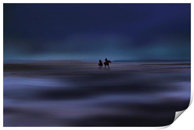  Night Riders by the sea Print by sylvia scotting