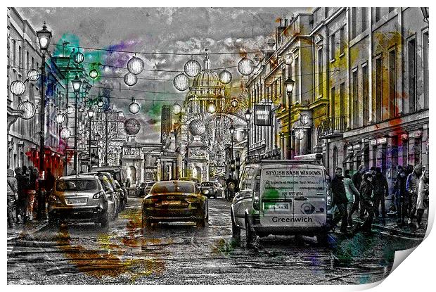  Greenwich in the rain Print by sylvia scotting