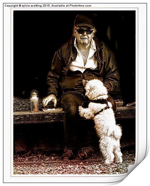  One man and his dog Print by sylvia scotting