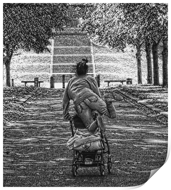  Happy Days walking her baby back home Print by sylvia scotting