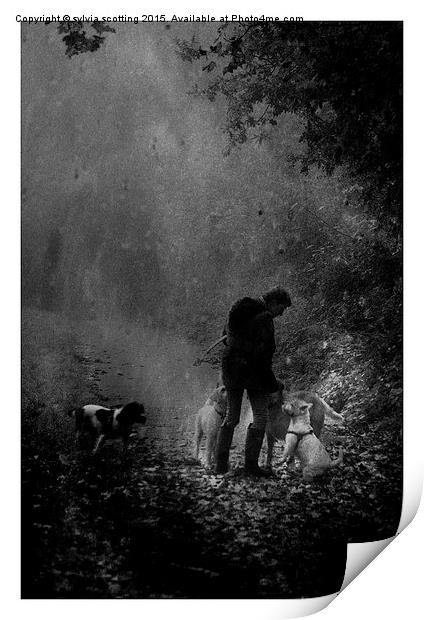  Me and my dogs Print by sylvia scotting