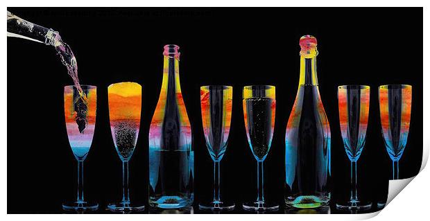 Happy New Year toast with champagne  Print by sylvia scotting
