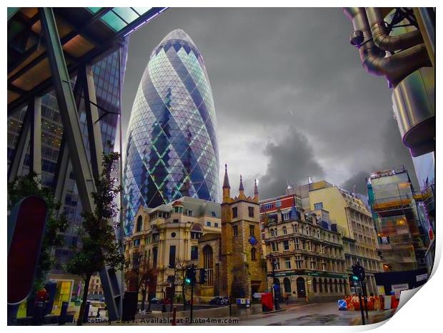     The Iconic Gherkin                       Print by sylvia scotting